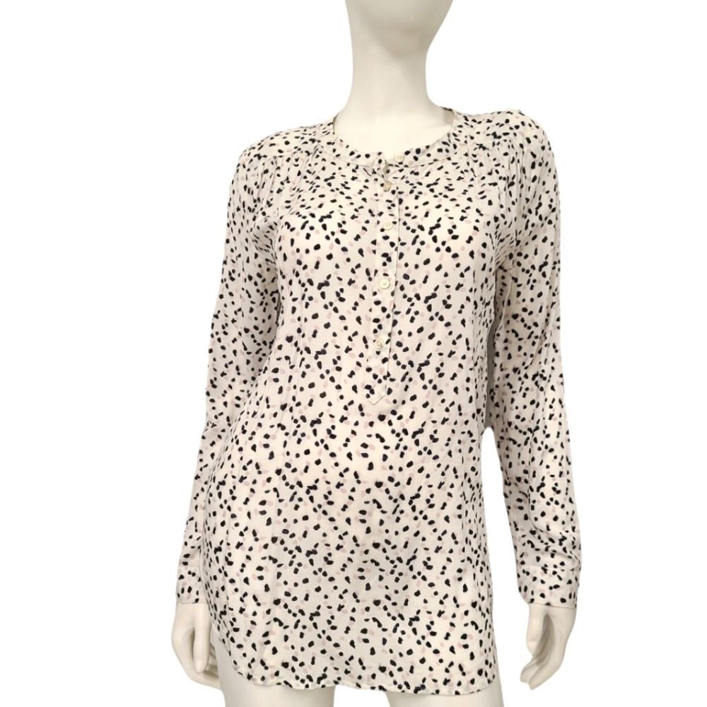 Loft White Patterned Blouse Small - image 3